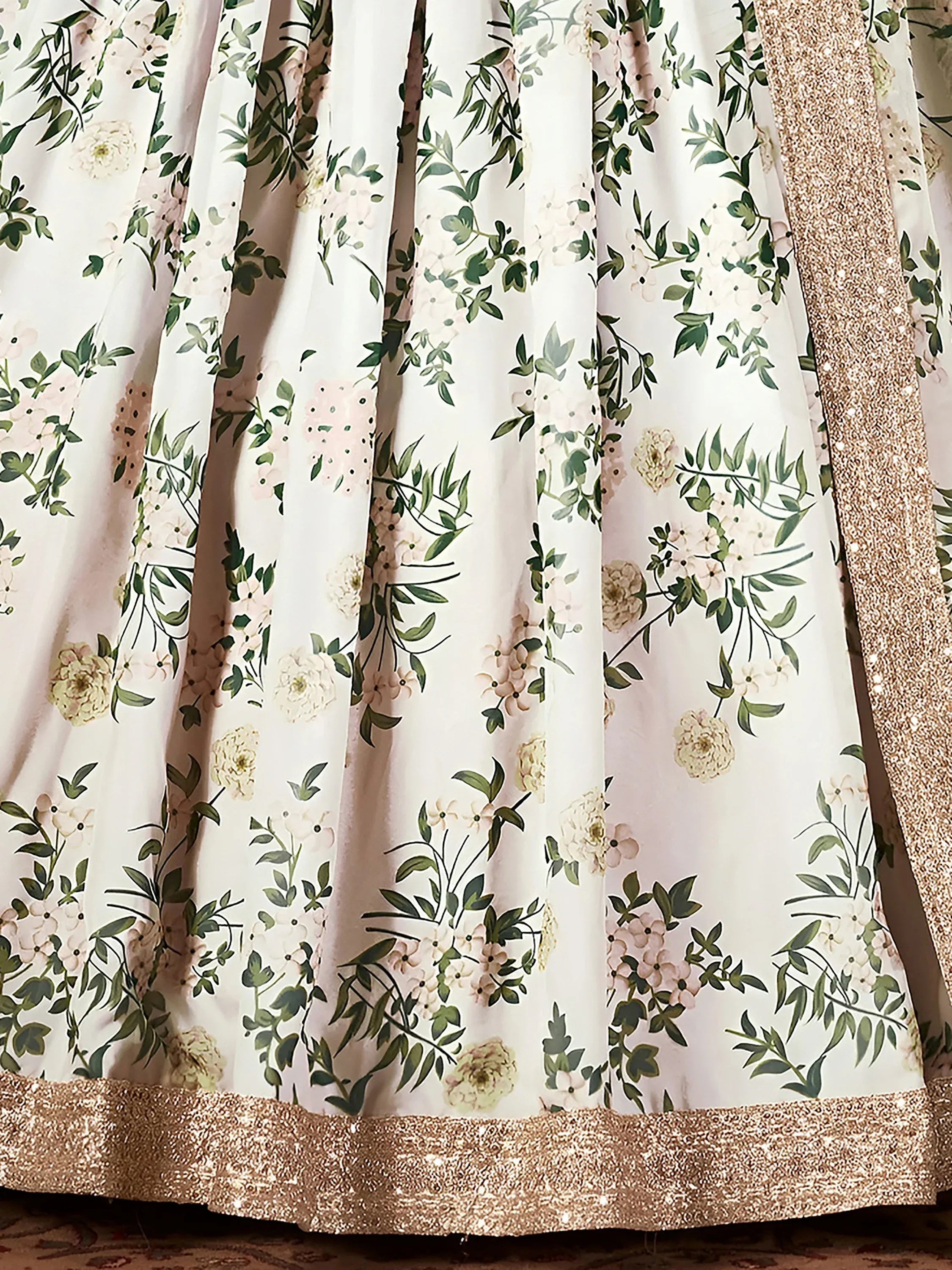 Enchanting White Printed Organza Festival Wear Plus Size Lehenga Choli