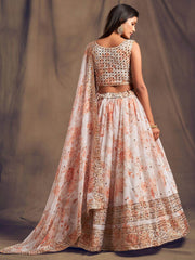 White Floral Embroidered Organza Wedding Wear Lehenga Choli