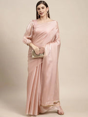 Most amazing Light Pink Jimi Silk Big Party Wear Saree For Women