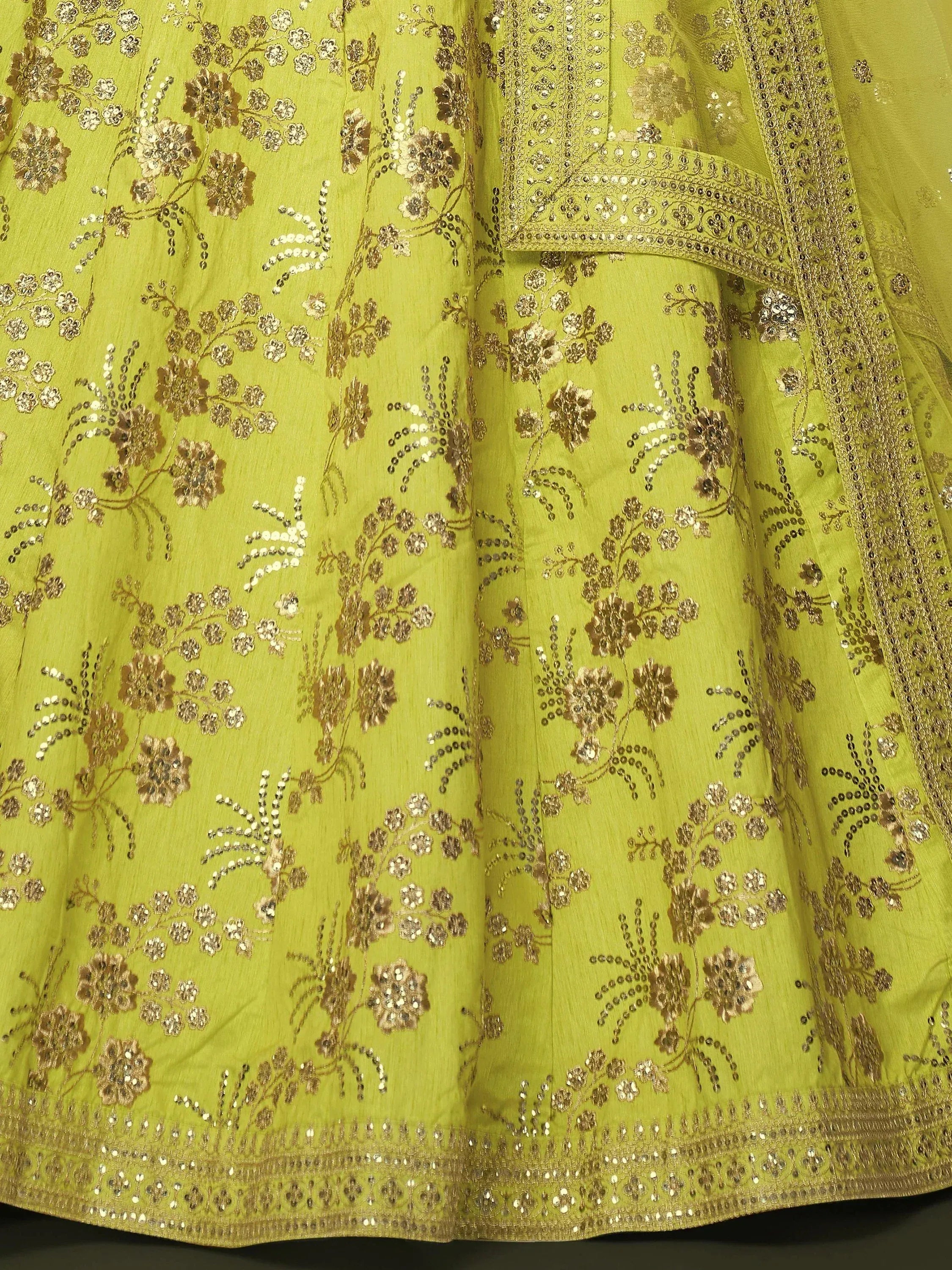 Awesome Green Embroidered Silk Marriage Wear Plus Size Lehenga Choli
