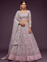 Exquisite Lilac Dori Work Soft Net Occasion Wear Lehenga Choli