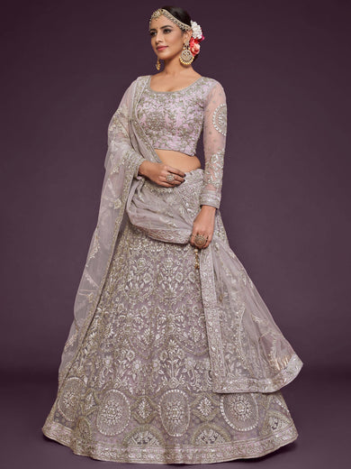 Stunning Muave Dori Work Soft Net Party Wear Lehenga Choli