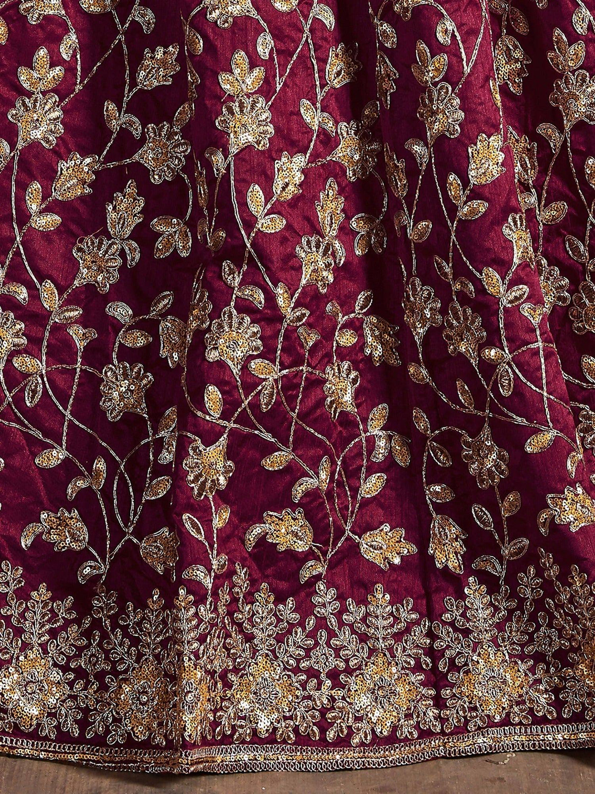 Awesome Maroon Embroidered Silk Wedding Wear Plus Size Lehenga Choli