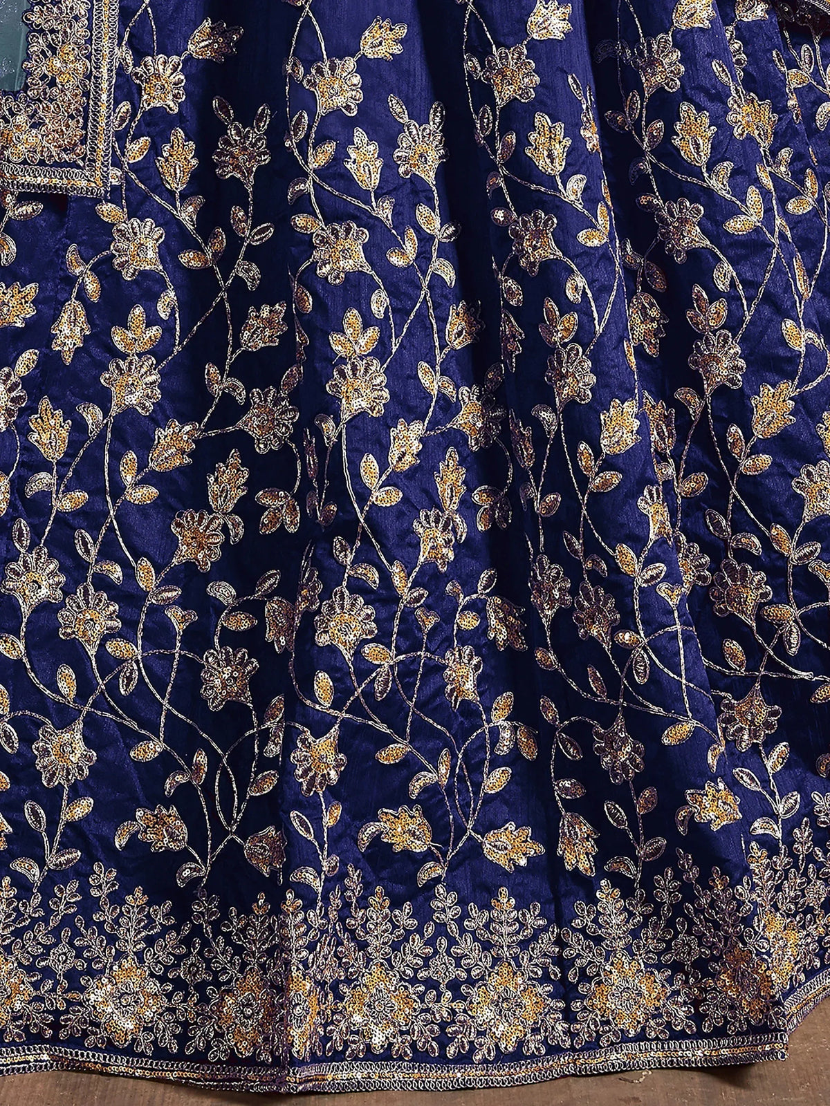 Attractive Blue Embroidered Silk Bridesmaid Plus Size Lehenga Choli