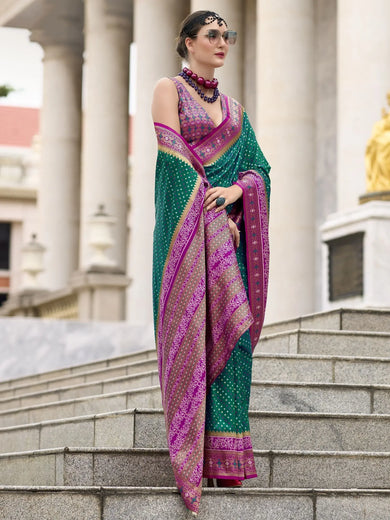 Ravishing Green Weaving Banarasi Silk Function Wear Saree With Blouse