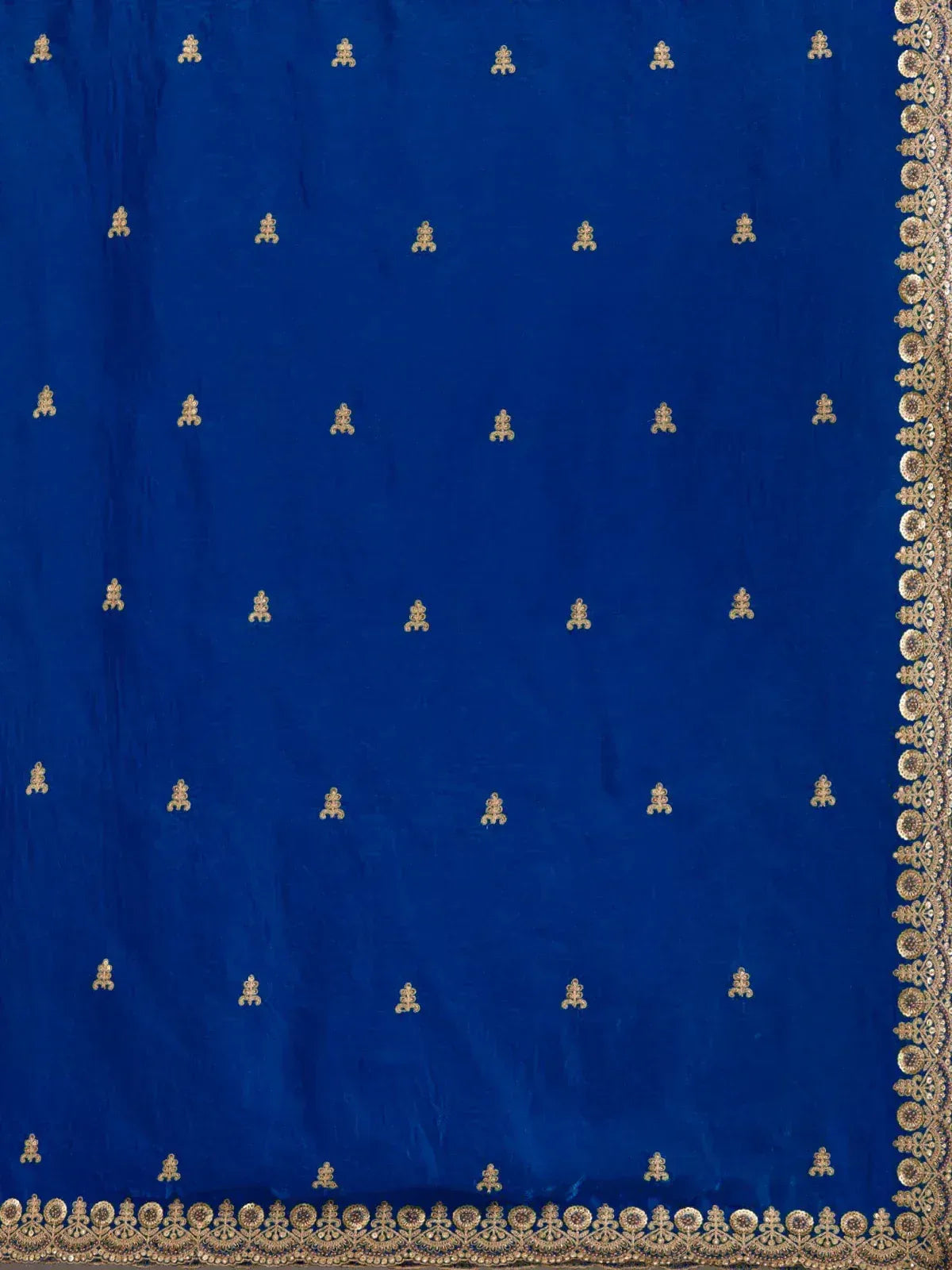 Dazzling Blue Embroidered Silk Festive Wear Saree With Blouse