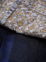 Navy Blue Embroidered Semi-Stitched Myntra Lehenga & Unstitched Blouse with Dupatta