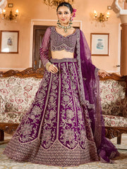 Awesome Burgundy Thread Embroidered Net Bridesmaid Lehenga Choli