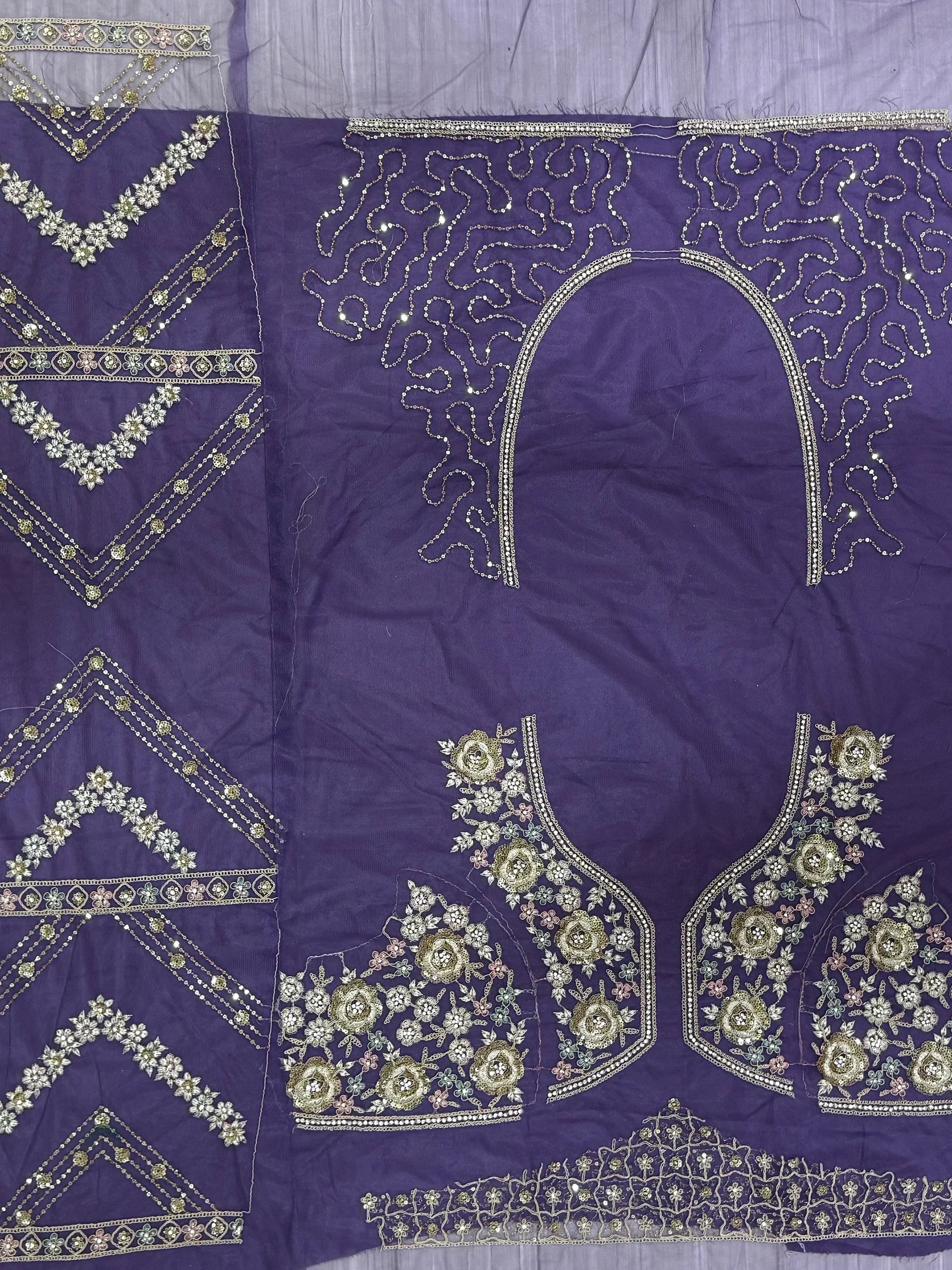 Alluring Purple Thread Embroidered Net Wedding Lehenga Choli