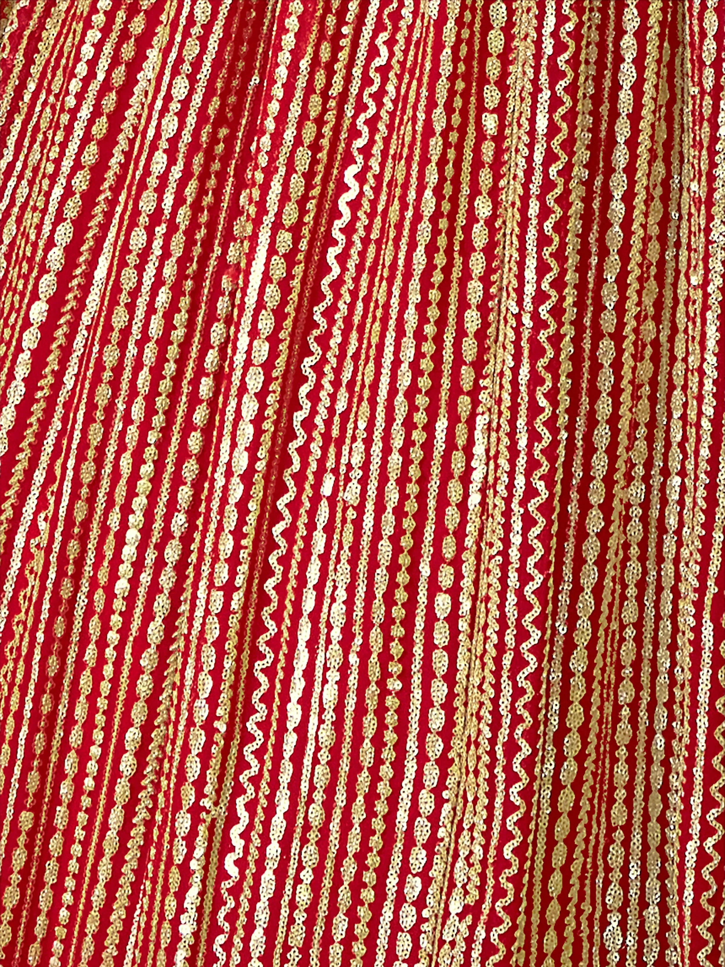 Beautiful Red Sequins Georgette Lehenga Choli With Net Dupatta