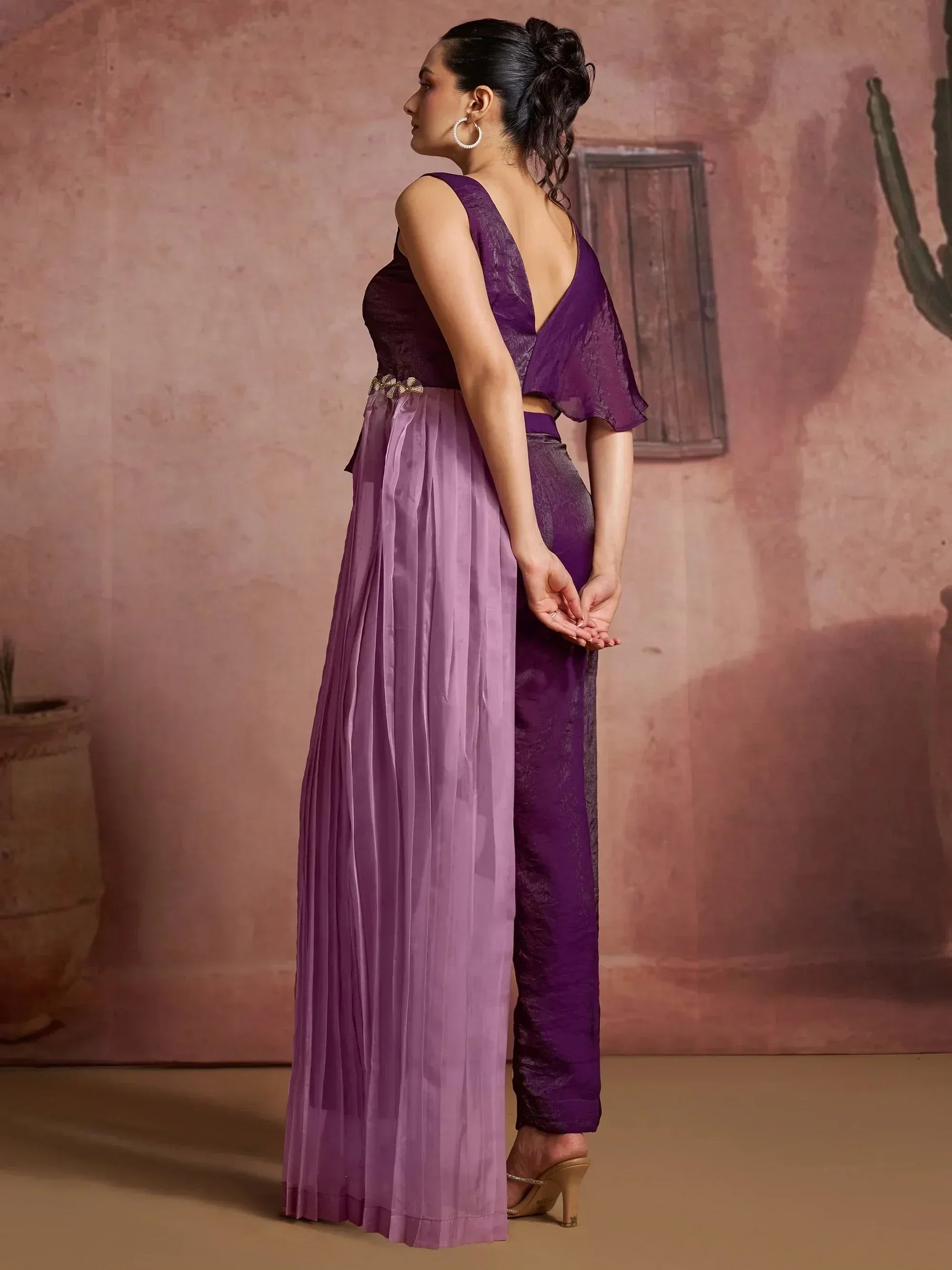 Fabulous Wine Digital Printed Muslin Silk Party Wear Co-Ord Set