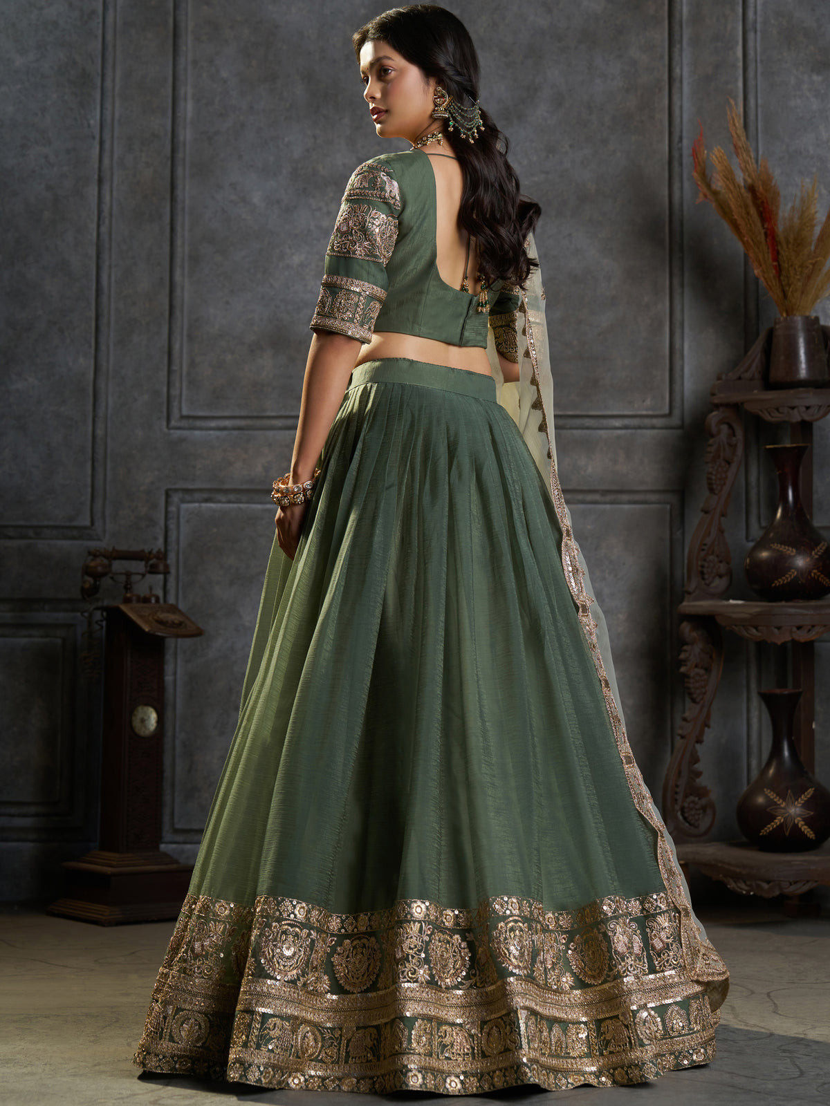 Gorgeous Green Zari Embroidery Traditional Lehenga Choli With Dupatta