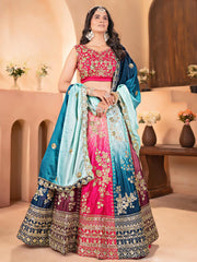 Pretty Multi-Color Chinon Sequins Embroidered Lehenga Choli