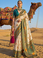 Incredible Green Zari Weaving Silk Wedding Wear Saree With Blouse