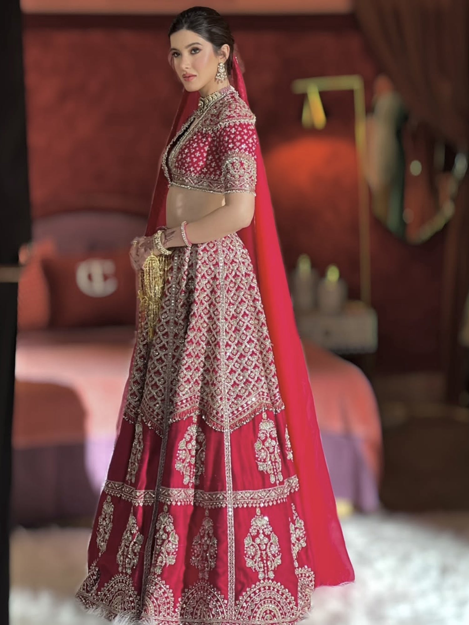 Notable Red Zari Embroidered Silk Wedding Wear Lehenga Choli With Dupatta