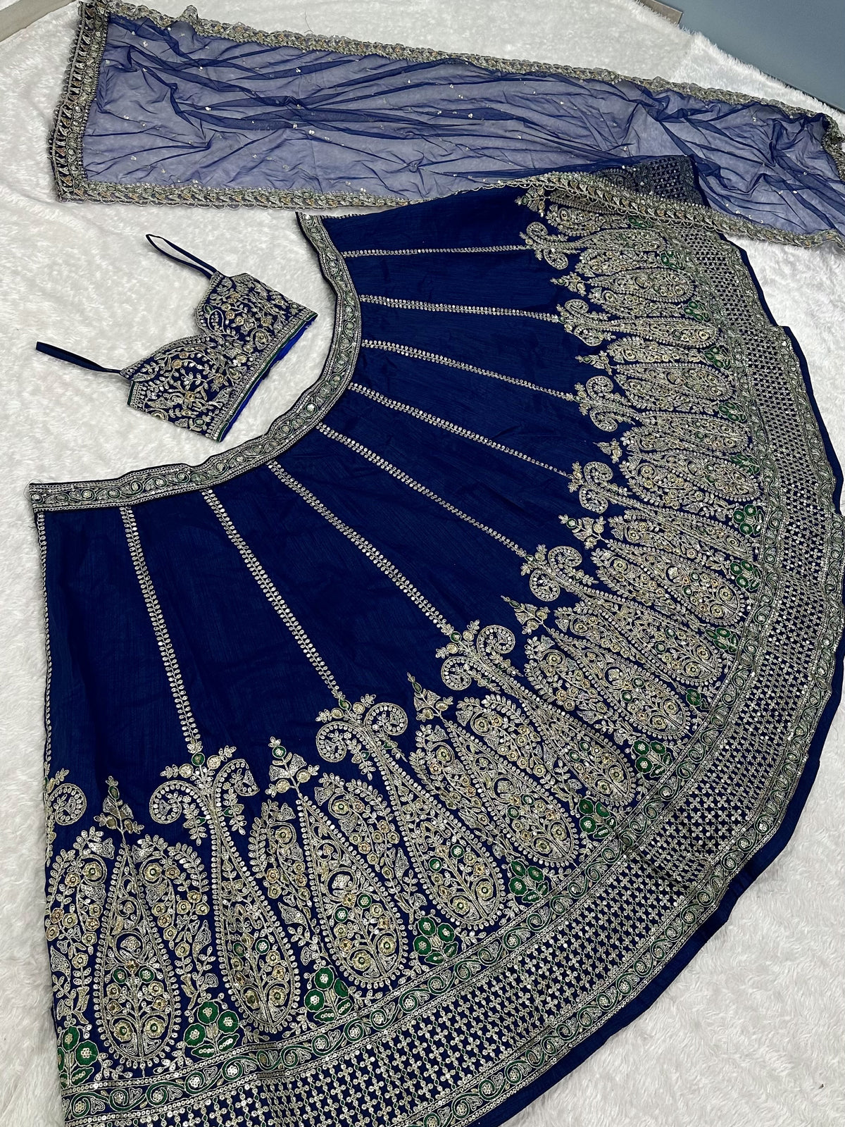 Breathtaking Navy Blue Dori Work Silk Party Wear Lehenga Choli