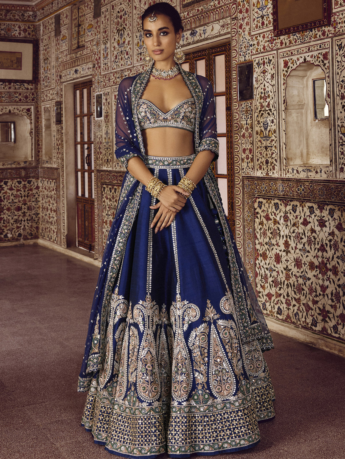 Breathtaking Navy Blue Dori Work Silk Party Wear Lehenga Choli