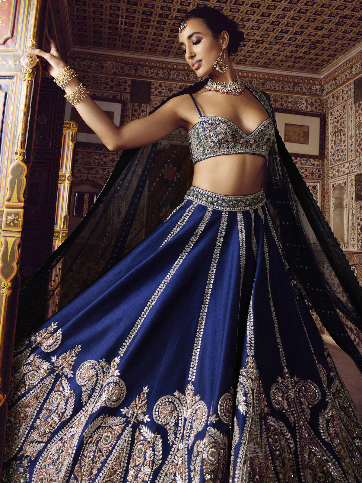 Breathtaking Navy Blue Dori Work Silk Party Wear Lehenga Choli