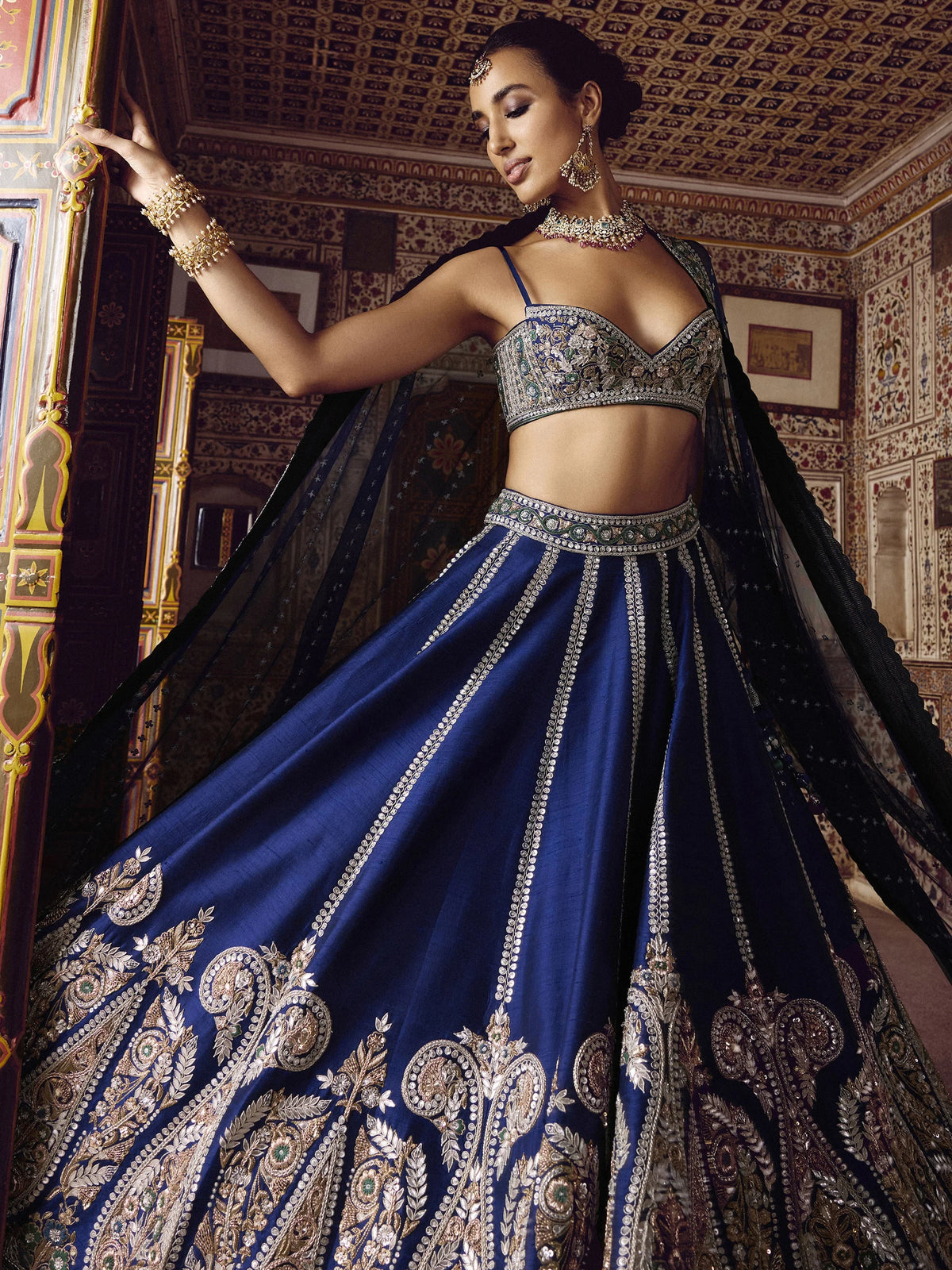 Breathtaking Navy Blue Dori Work Silk Party Wear Lehenga Choli