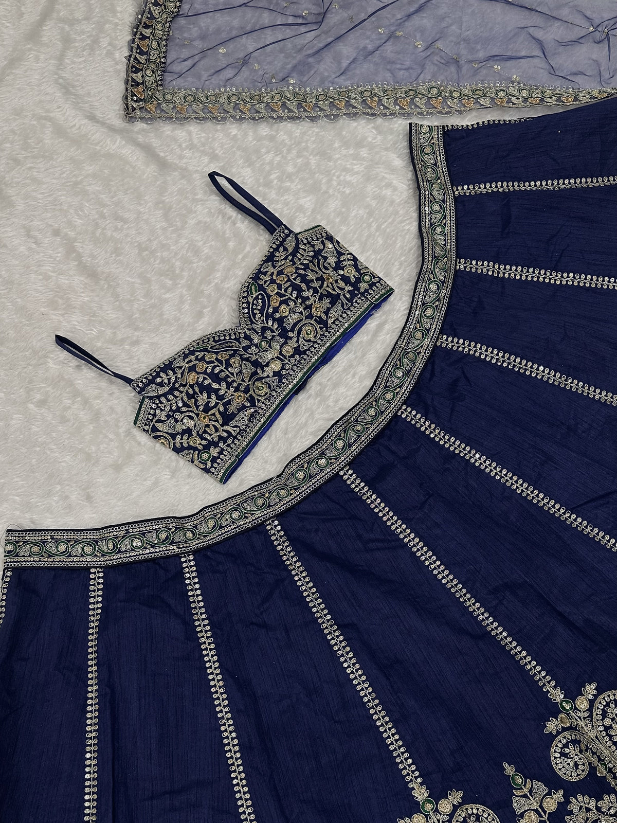 Breathtaking Navy Blue Dori Work Silk Party Wear Lehenga Choli
