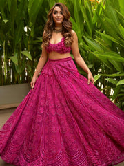 Graceful Pink Sequins Embroidered Silk Wedding Wear Lehenga Choli