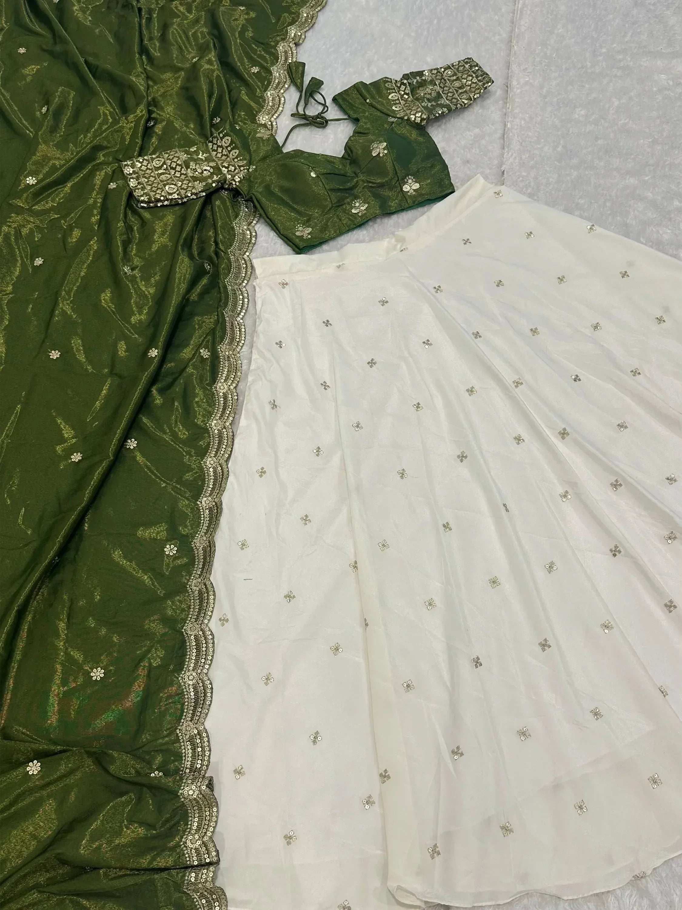 Gorgeous White Silk Sequins Work Function Wear Lehenga Choli