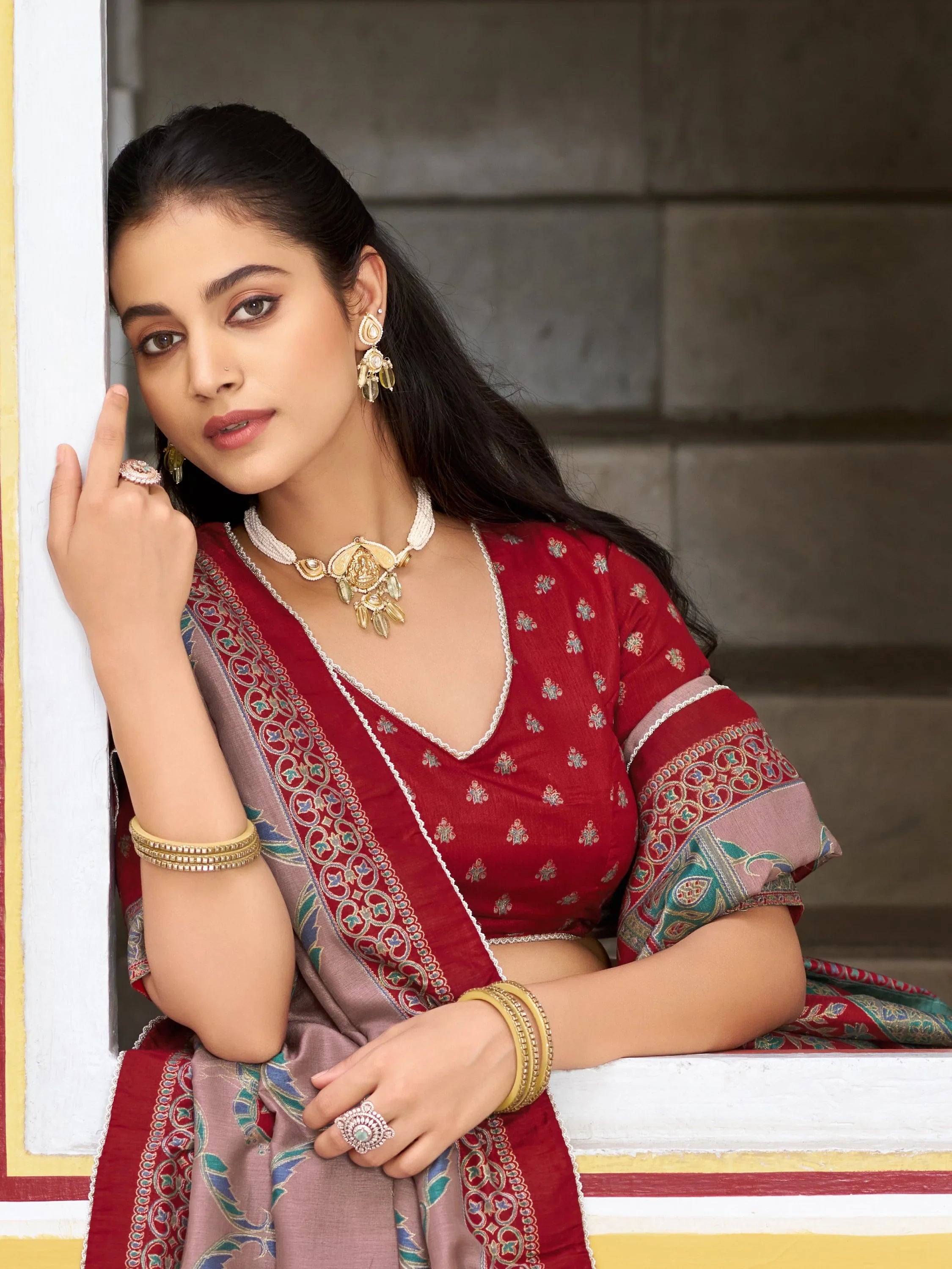 Spectacular Maroon Digital Printed Silk Marriage Wear Lehenga With Choli