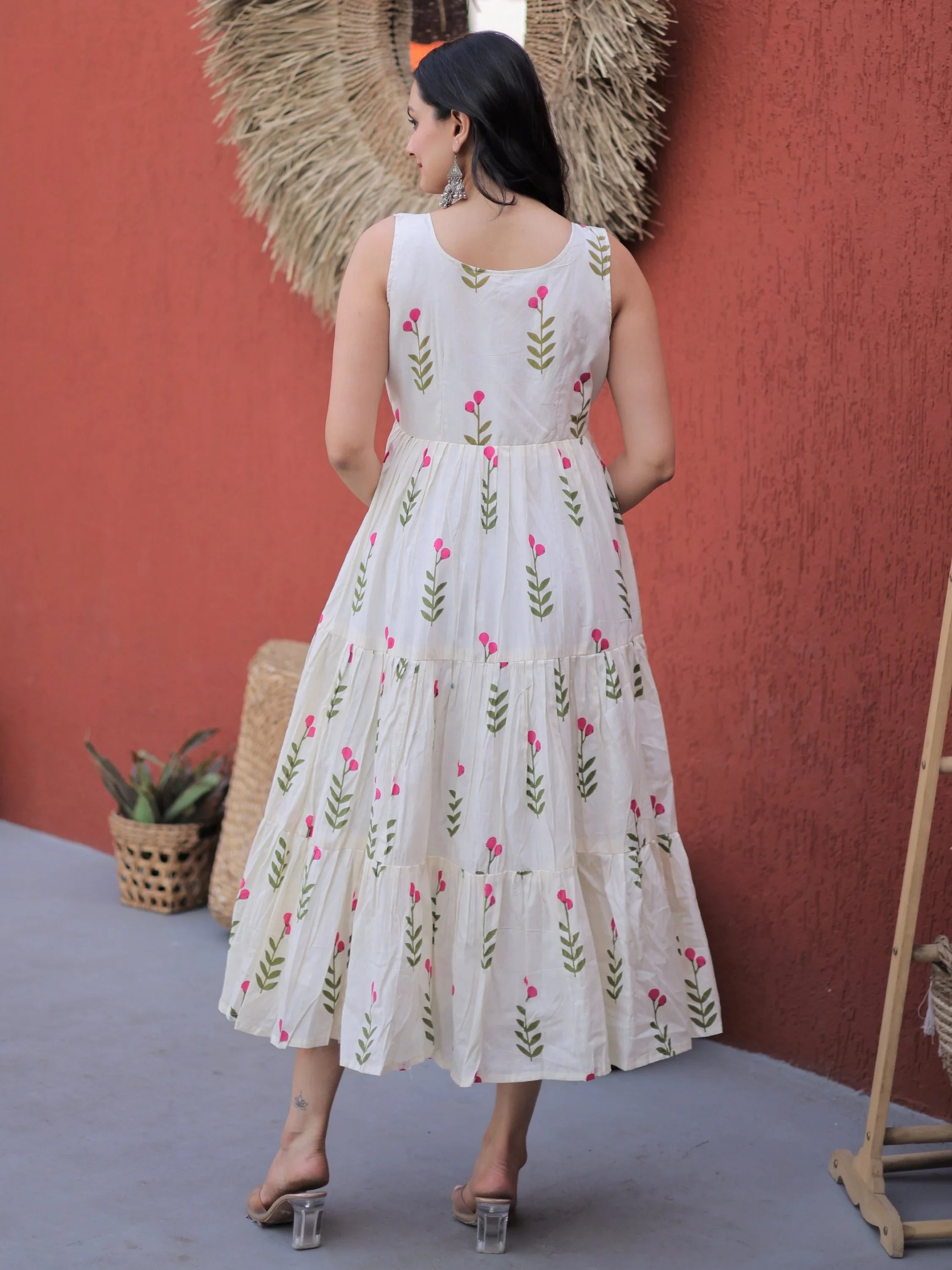 Superb Pink Digital Printed Cotton Casual Wear Dress