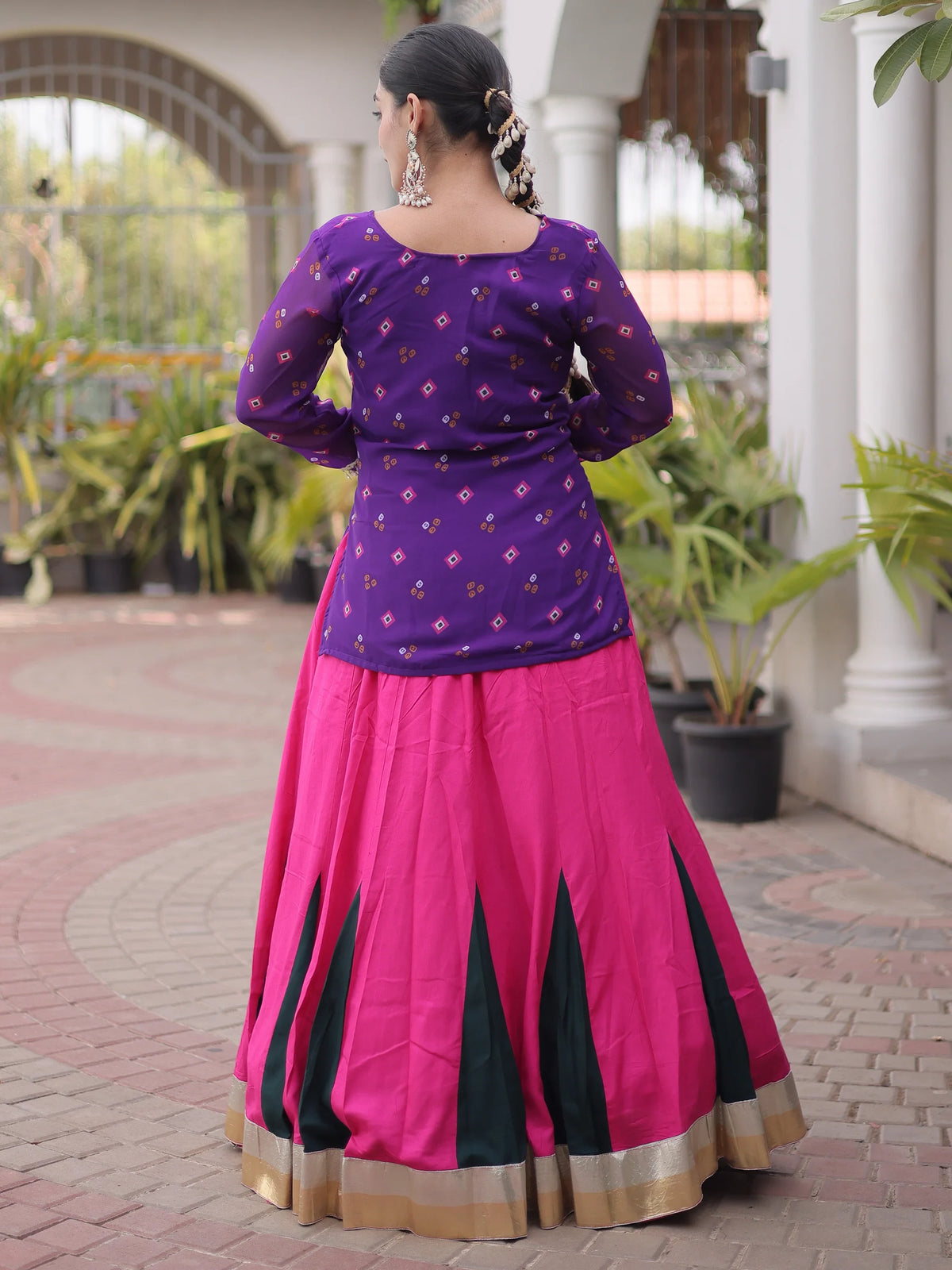 Lovable Purple Rayon Navratri Wear Lehenga Choli With Printed Jacket