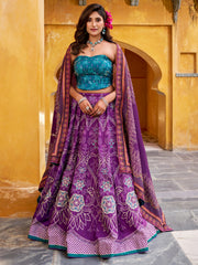 Stylish Purple Digital Printed Silk Function Wear Lehenga Choli With Dupatta