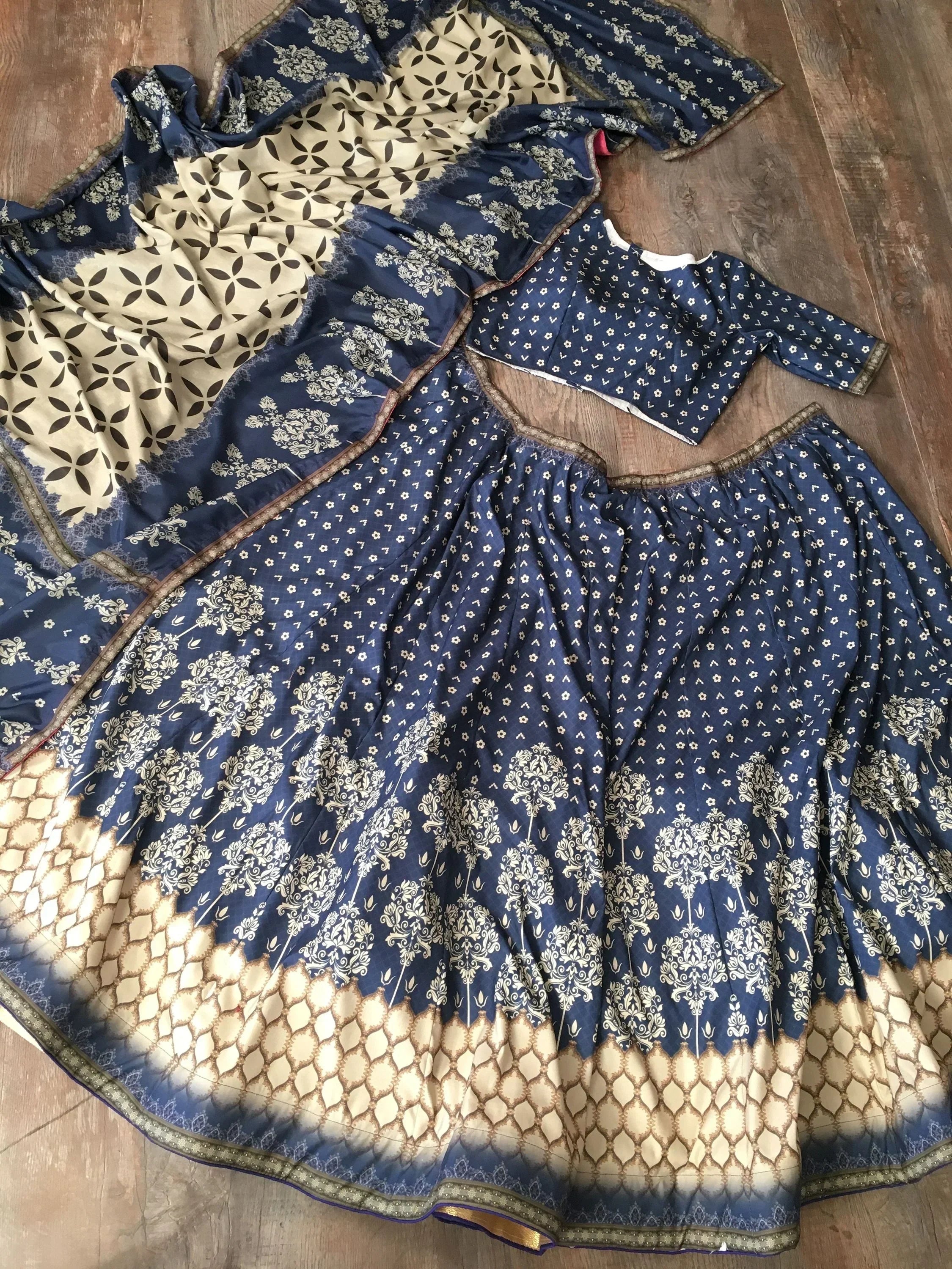 Wonderful Navy Blue Digital Printed Silk Festival Wear Lehenga Choli