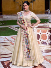 Enchanting Off-White Silk Wedding Wear Lehenga With Sequins Choli
