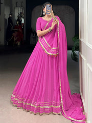 Outstanding Pink Badhani Printed Georgette Traditional Lehenga Choli