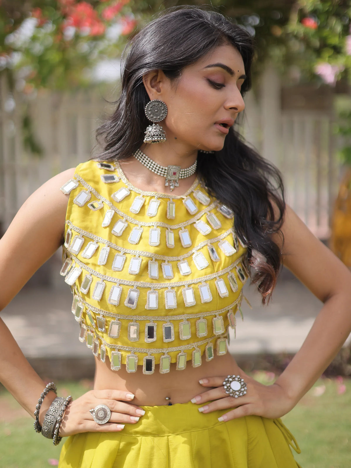 Enchanting Olive Green Gota Work Silk Navratri Wear Lehenga Choli