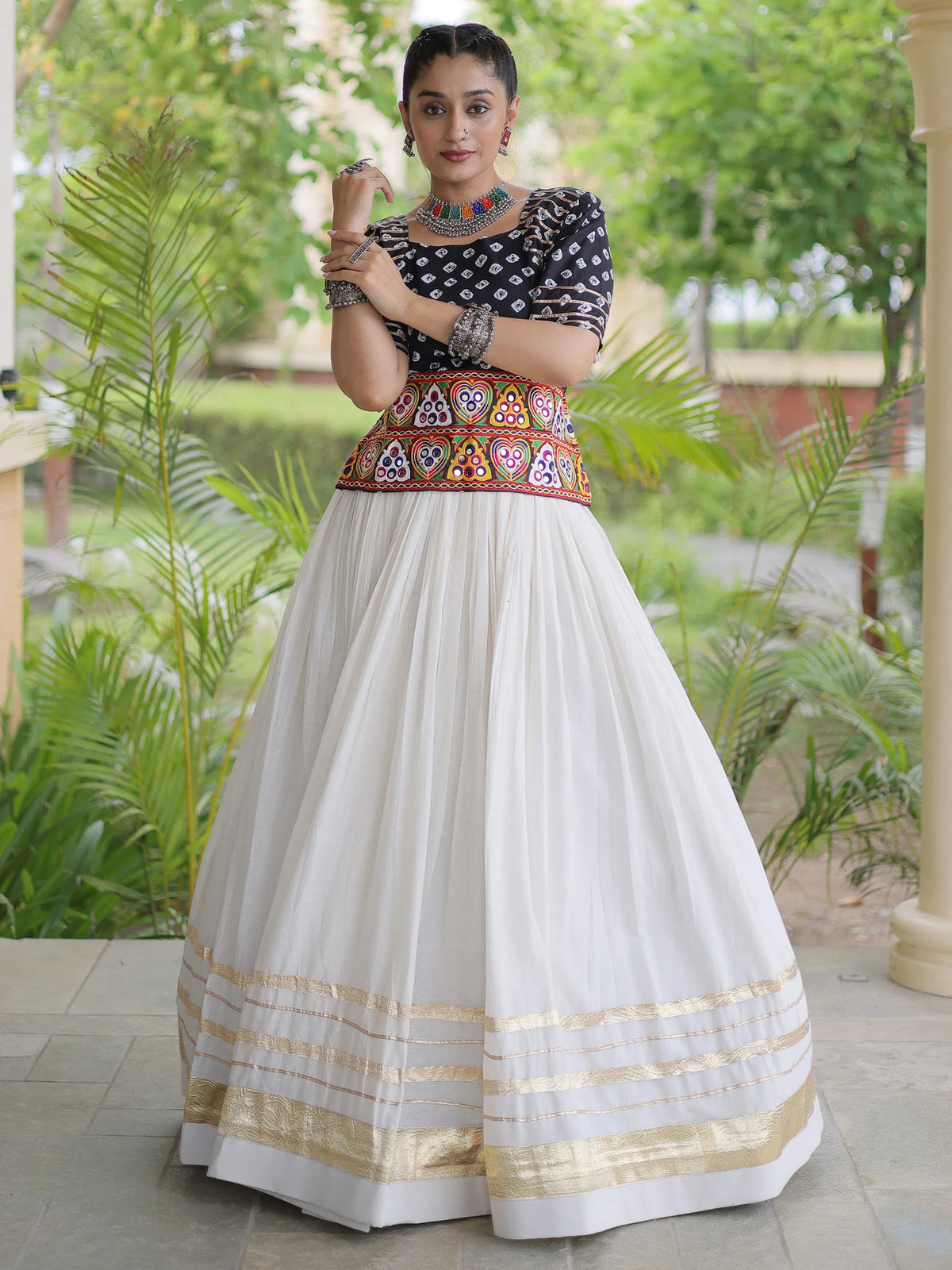 Wonderful Black Gota Laced Cotton Navratri Special Lehenga Choli