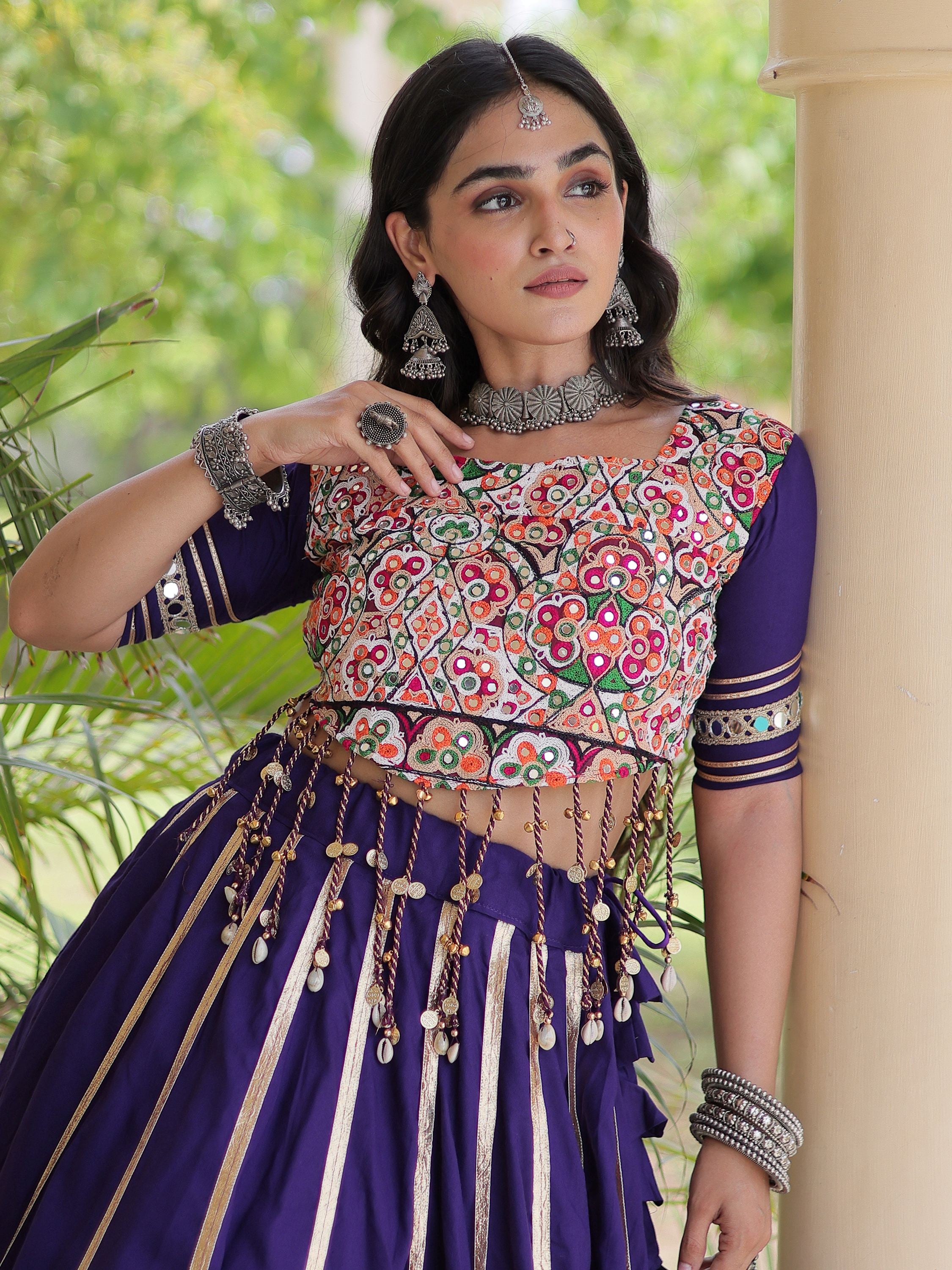 Fantastic Purple Gota Laced Rayon Navratri Special Lehenga Choli