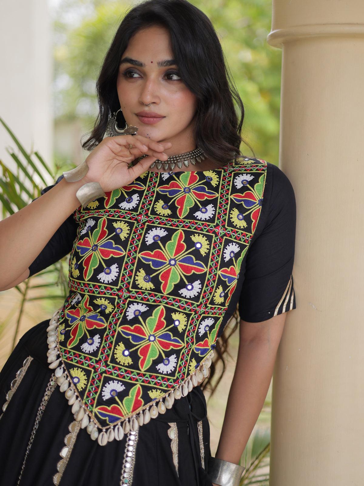Exceptional Black Multi Thread Work Rayon Navratri Wear Lehenga Choli
