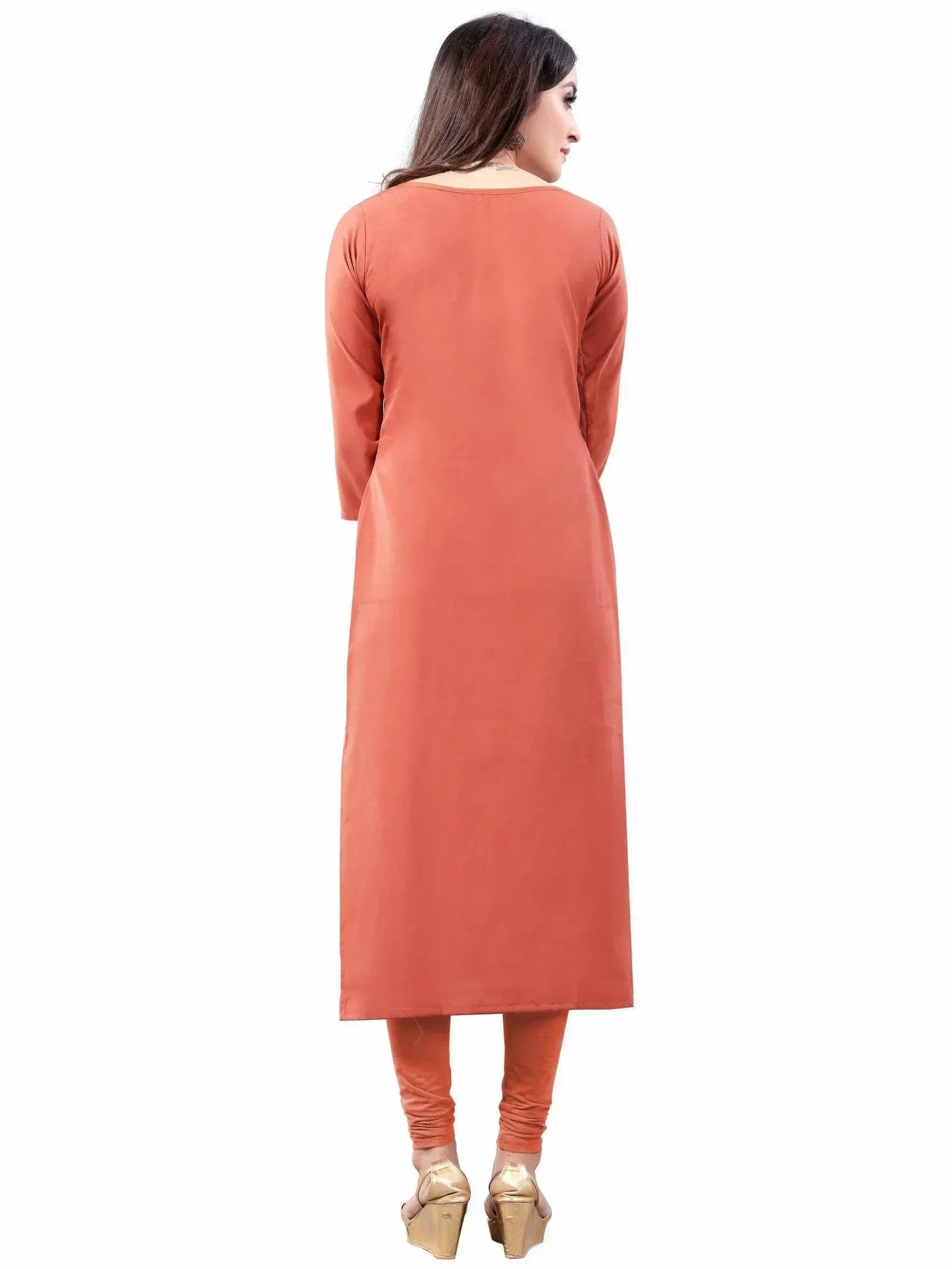 Pink-Peach Digital Floral Printed Crepe Readymade Kurti
