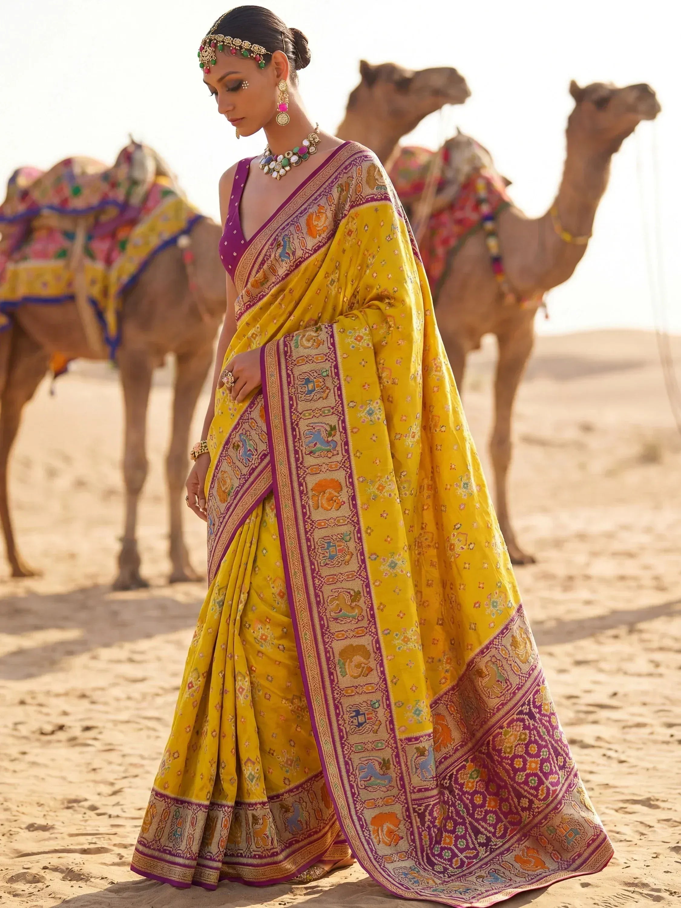 Wonderful Mustard Zari Weaving Silk Festival Wear Saree With Blouse