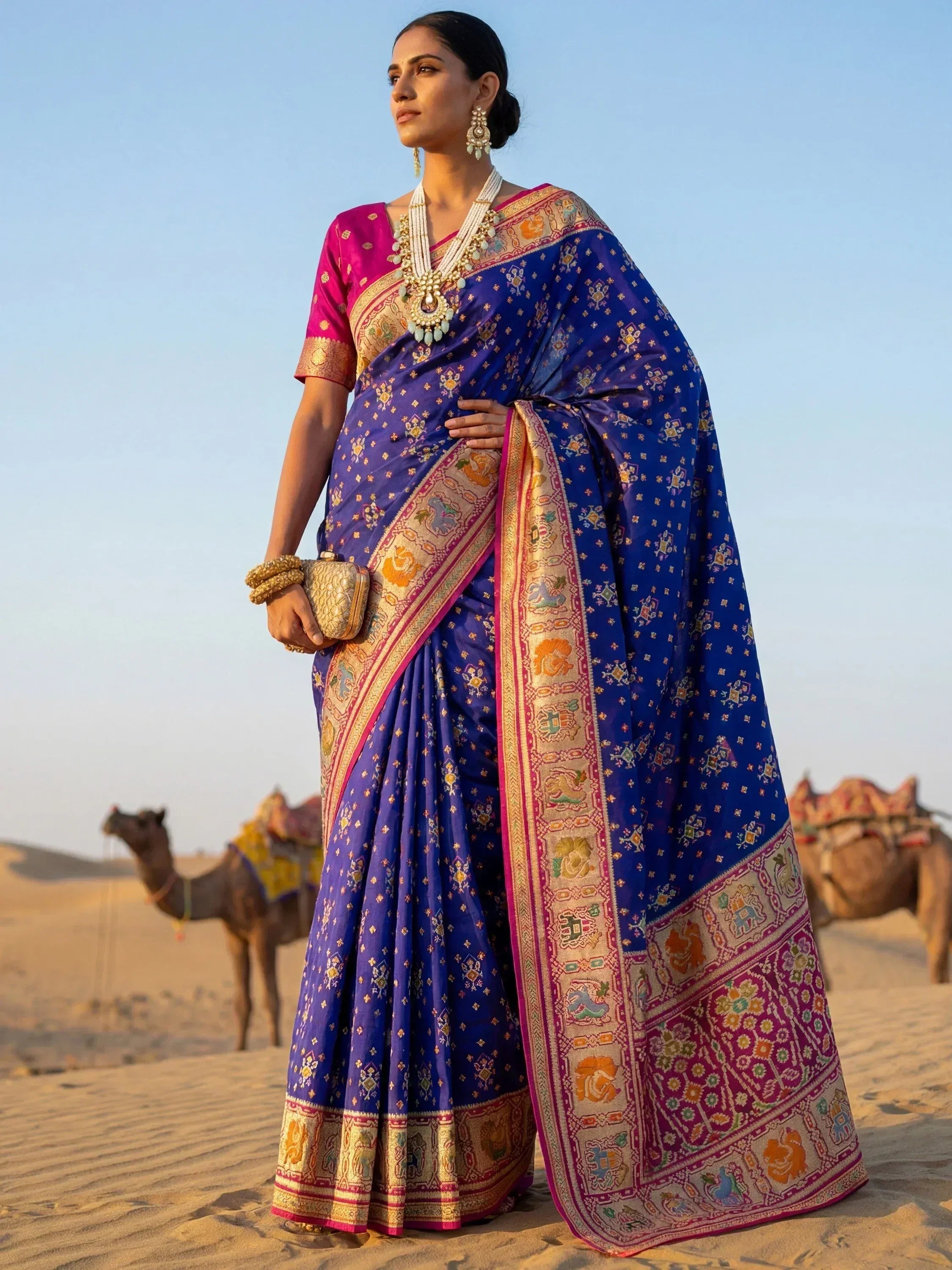 Outstanding Purple Zari Weaving Silk Function Wear Saree With Blouse