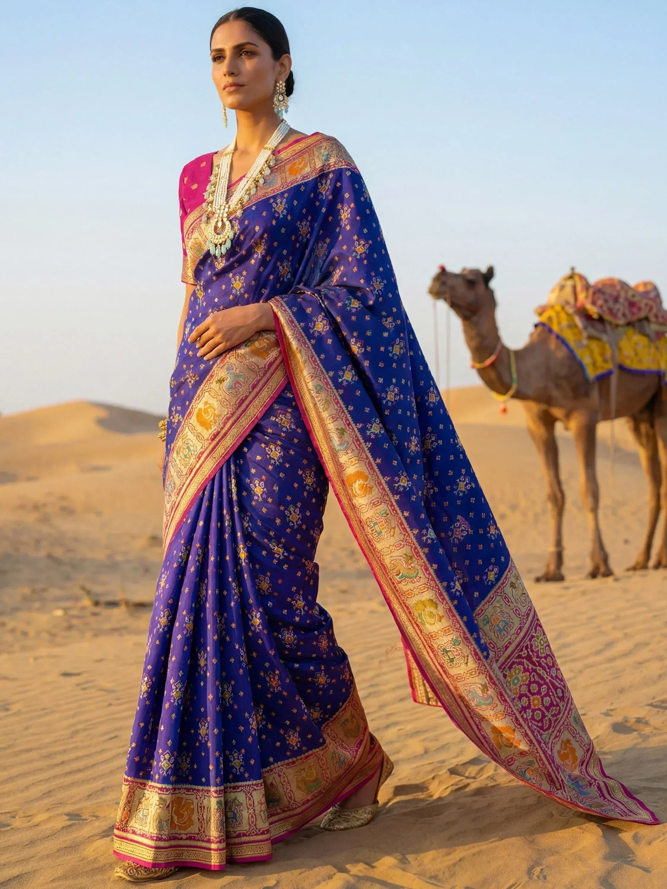 Outstanding Purple Zari Weaving Silk Function Wear Saree With Blouse