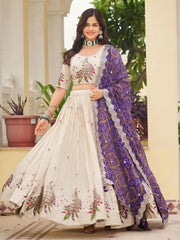 Stunning Purple Pure Tissue Silk Sequins Work Lehenga Choli