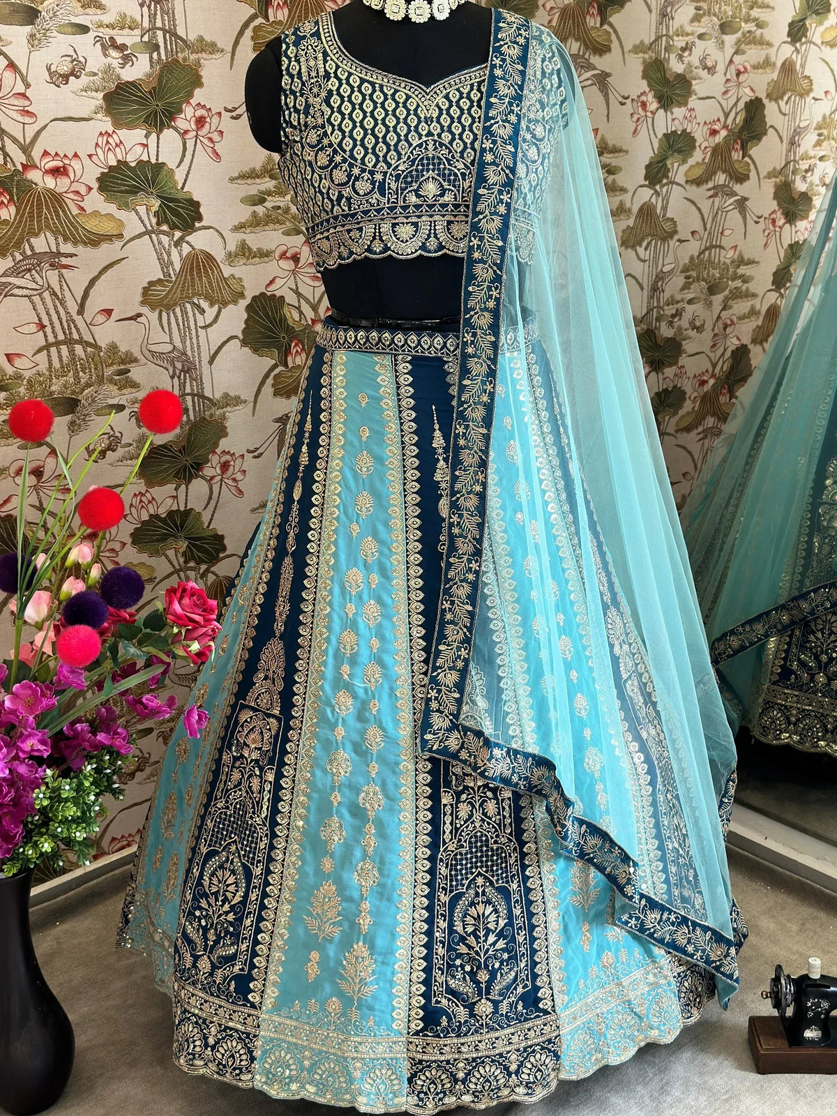Amazing Multi-Color Sequins Georgette Designer Lehenga Choli With Dupatta