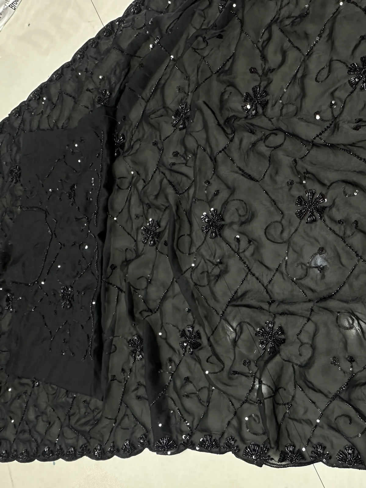 Graceful Black Embroidered Satin Function Wear Saree With Blouse