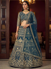 Captivating Blue Sequins Net Reception Wear Lehenga Choli