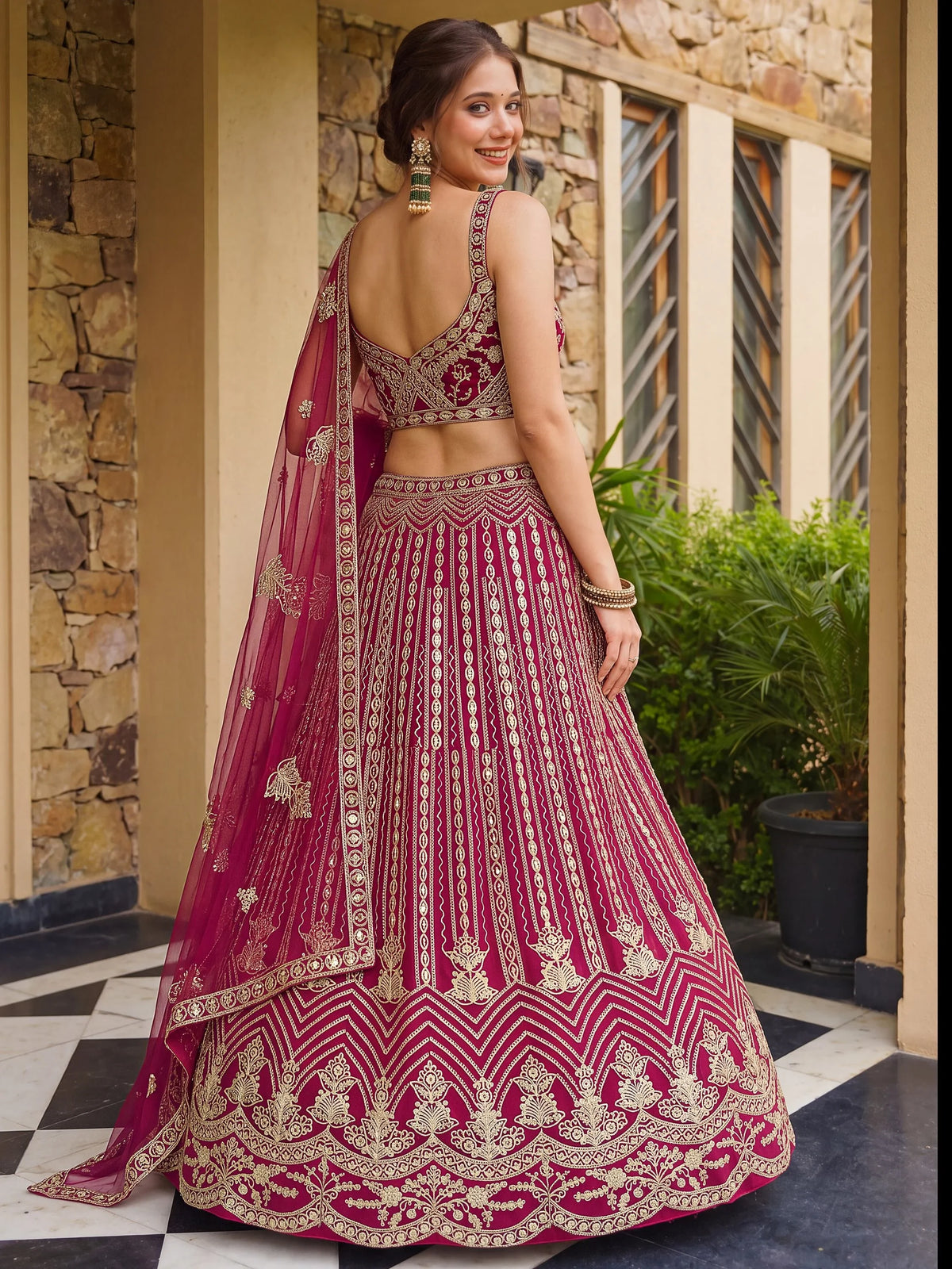 Terrific Pink Codding Embroidered Net Engagement Wear Lehenga Choli