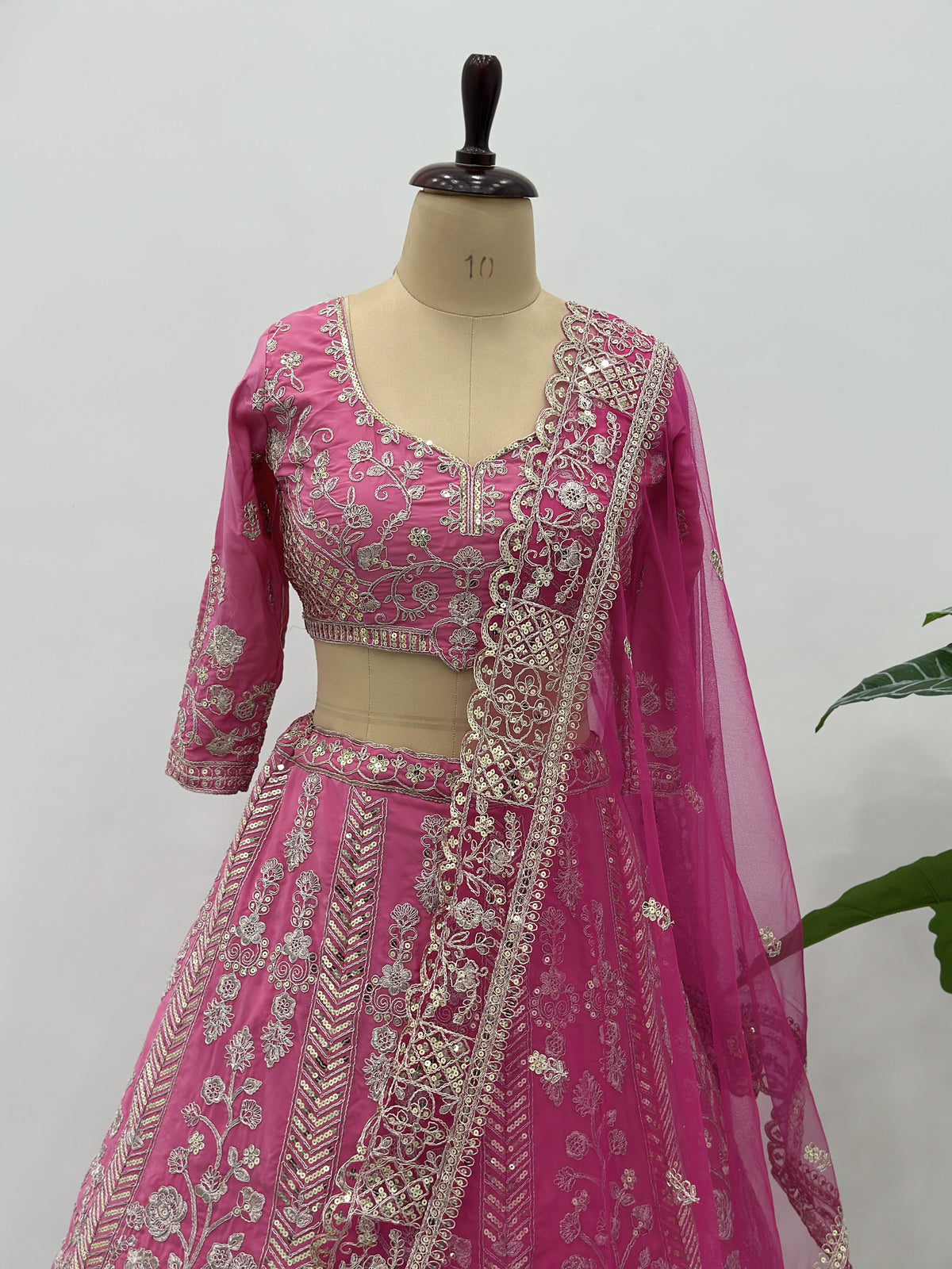 Graceful Pink Coding Embroidery Crepe Engagement Wear Lehenga Choli
