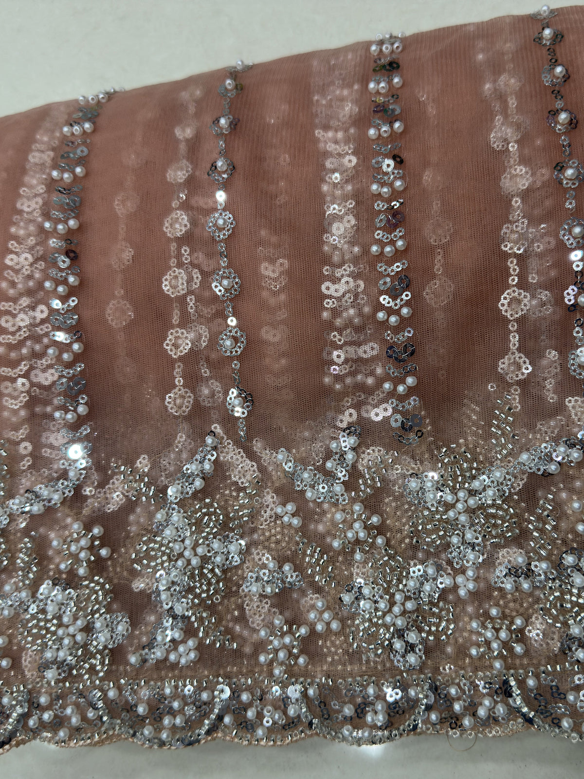 Marvelous Peach Sequins Net Traditional Saree With Blouse