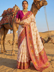 Enchanting Rani Pink Zari Weaving Silk Wedding Wear Saree With Blouse