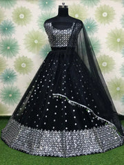 Enchanting Black Net Sequins Work Party Wear Lehenga Choli